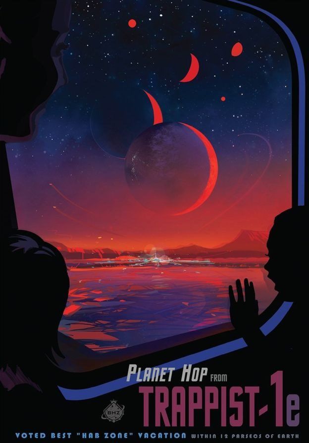 Para comemorar descoberta, Nasa lançou 'pôster de viagem para planeta Trappist-Ie 